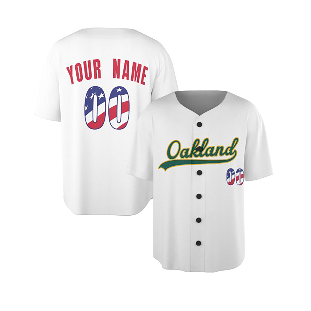 Custom Oakland Baseball Jersey - USA 250th Anniversary Fourth of July Style, Personalized Name & Number-3