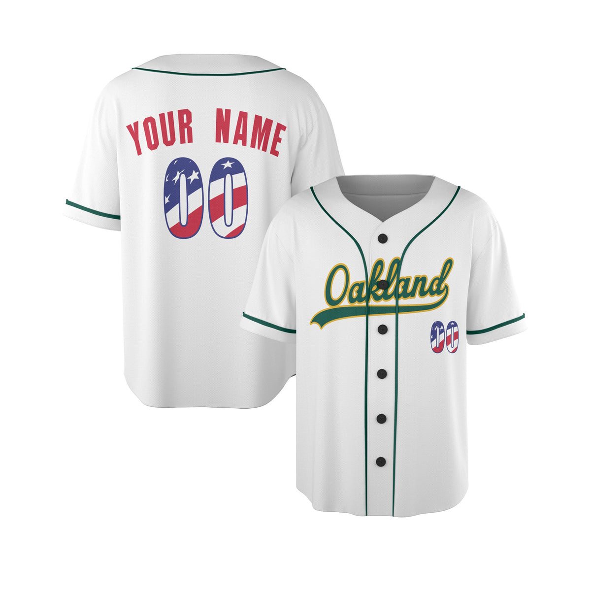 Custom Oakland Baseball Jersey - USA 250th Anniversary Fourth of July Style, Personalized Name & Number-4