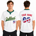 Custom Oakland Two-Button Baseball Jersey - Fourth of July USA 250th Style, Personalized Name & Number-1