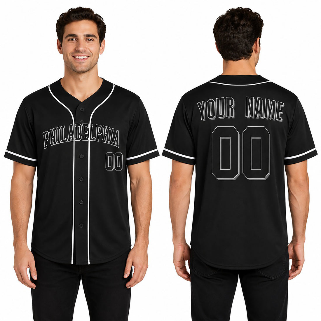 Custom Philadelphia Baseball Jersey - Blackout Outline Style, Personalized Name & Number-1