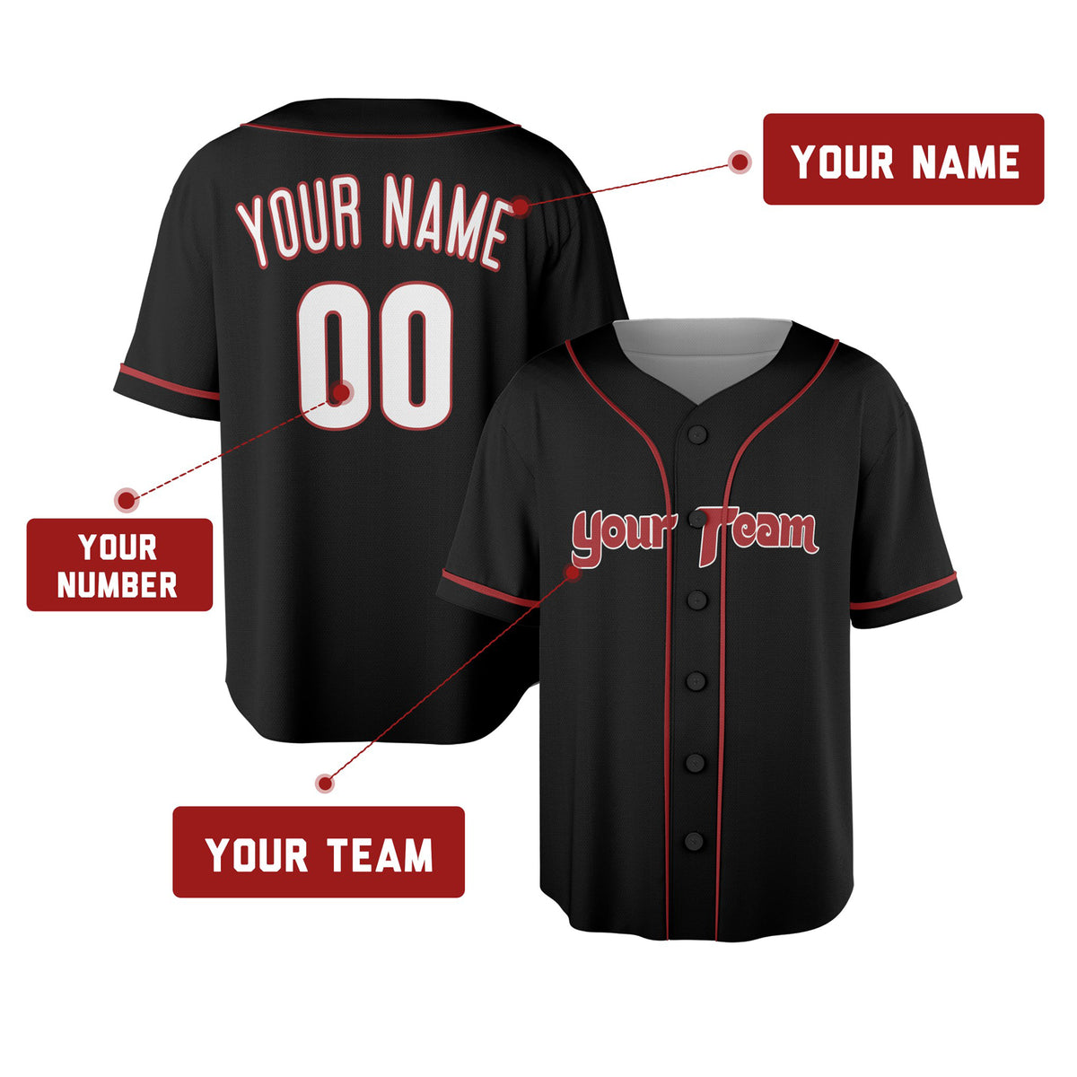 Custom Philadelphia Baseball Jersey - Fashion Style, Personalized Name & Number-2