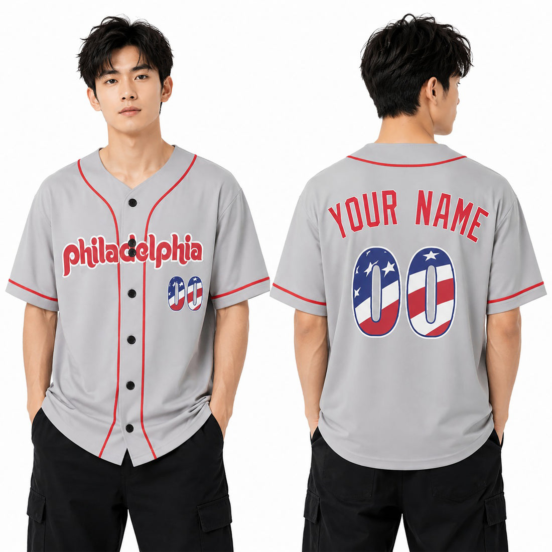 Custom Philadelphia Baseball Jersey - USA 250th Anniversary Fourth of July Stadium Style, Personalized Name & Number-1