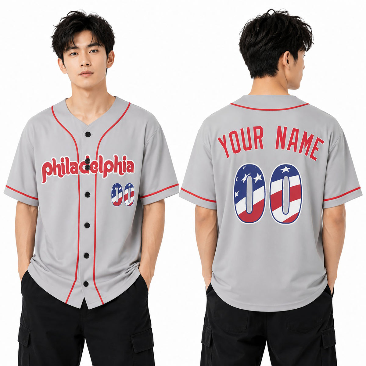 Custom Philadelphia Baseball Jersey - USA 250th Anniversary Fourth of July Stadium Style, Personalized Name & Number-1