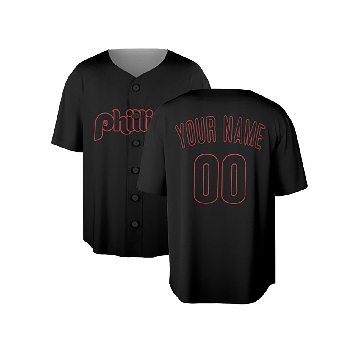 Custom Philadelphia Phillies Baseball Jersey - Black Player Fashion Style, Personalized Name & Number-3