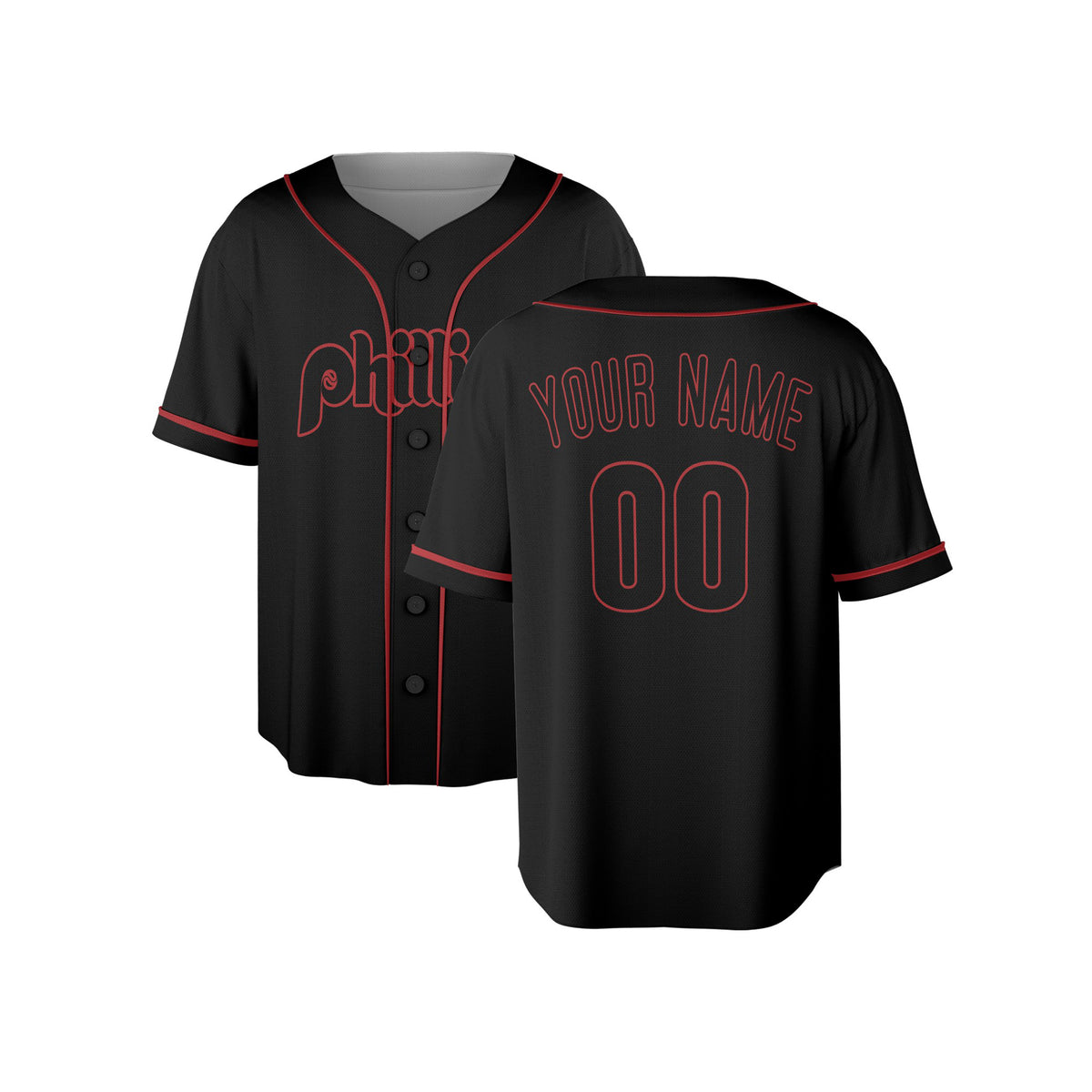 Custom Philadelphia Phillies Baseball Jersey - Black Player Fashion Style, Personalized Name & Number-4
