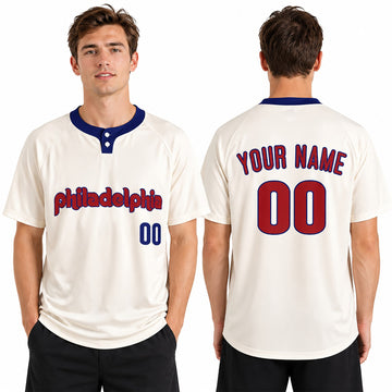 Custom Philadelphia Two-Button Baseball Jersey - Alternate Elite Style, Personalized Name & Number-1