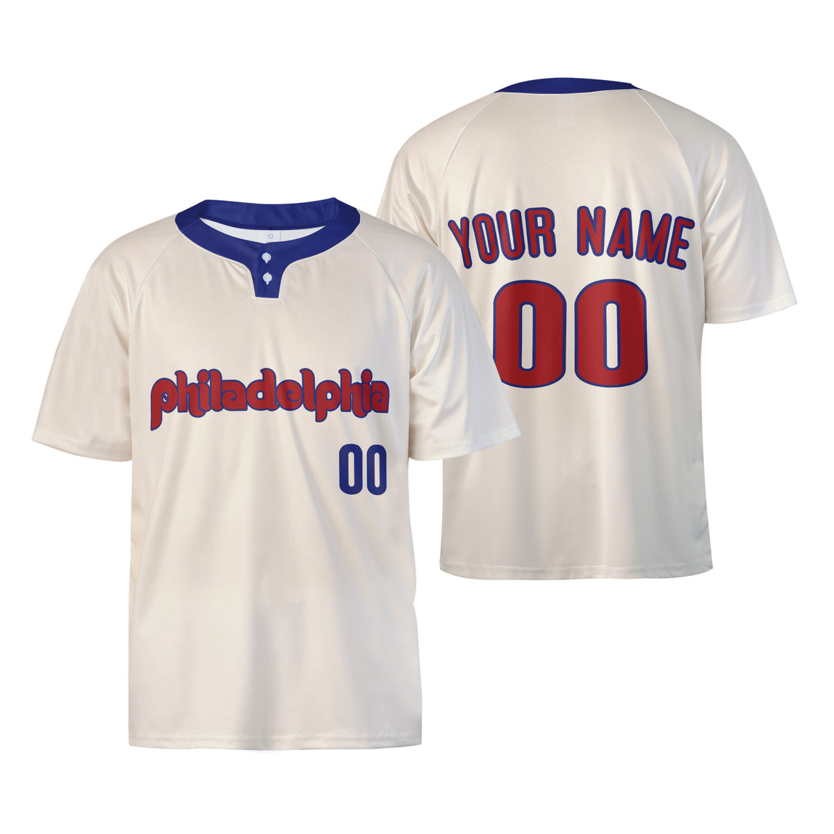 Custom Philadelphia Two-Button Baseball Jersey - Alternate Elite Style, Personalized Name & Number-3