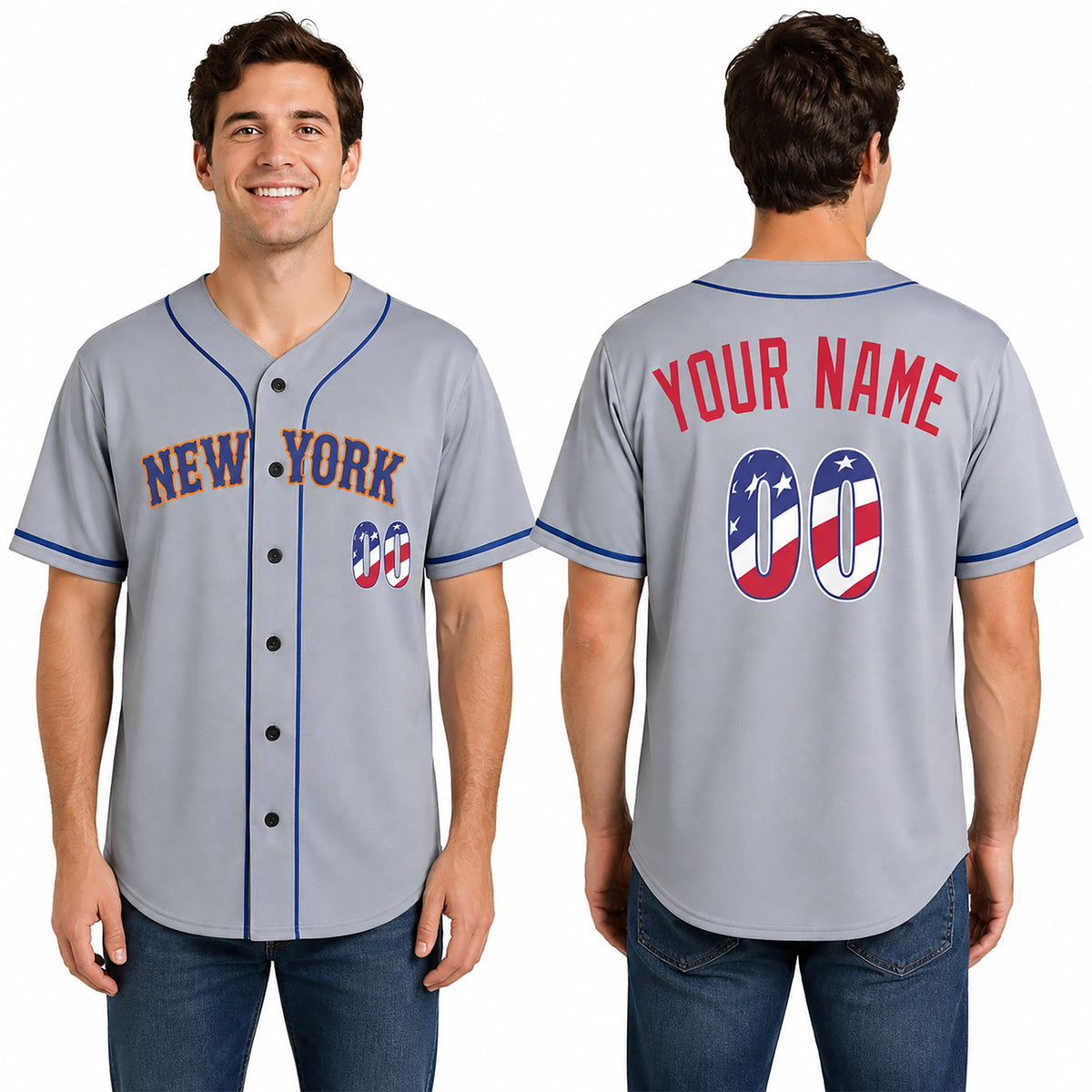 Custom Queens Baseball Jersey - USA 250th Anniversary Fourth of July Stadium Style, Personalized Name & Number-1