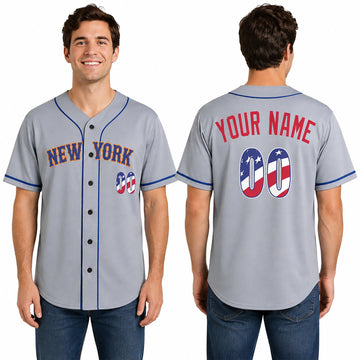 Custom Queens Baseball Jersey - USA 250th Anniversary Fourth of July Stadium Style, Personalized Name & Number-1