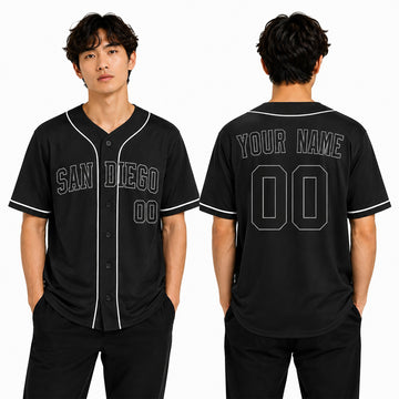 Custom San Diego Baseball Jersey - Blackout Outline Style, Personalized Name & Number-1