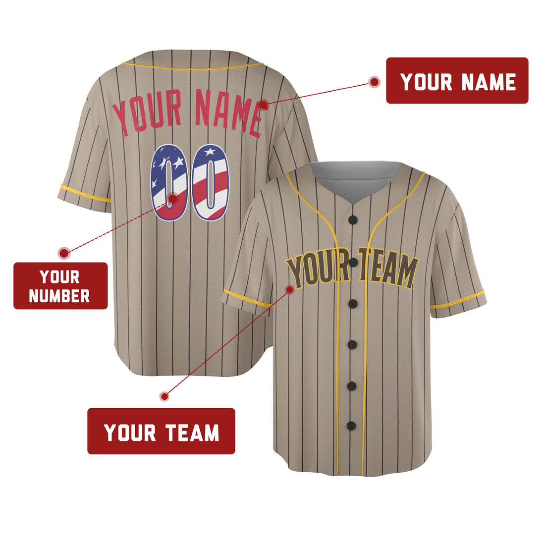 Custom San Diego Baseball Jersey - USA 250th Anniversary Fourth of July Stadium Style, Personalized Name & Number-1