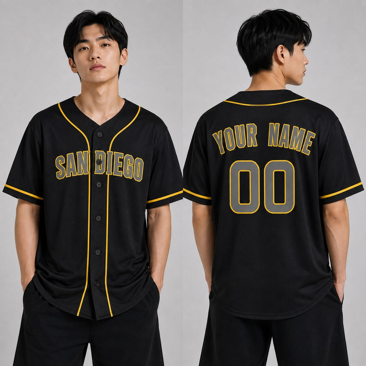 Custom San Diego Padres Baseball Jersey - Black Pop Fashion Style, Personalized Name & Number-1
