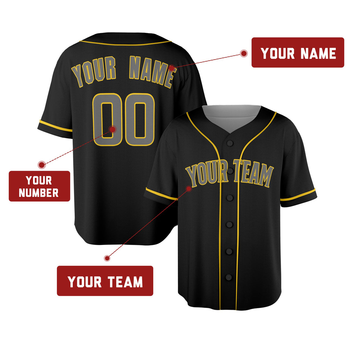 Custom San Diego Padres Baseball Jersey - Black Pop Fashion Style, Personalized Name & Number-2