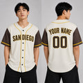 Custom San Diego Padres Baseball Jersey - Cream Brown Two-Color Fashion Style, Personalized Name & Number-1