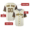 Custom San Diego Padres Baseball Jersey - Cream Brown Two-Color Fashion Style, Personalized Name & Number-2