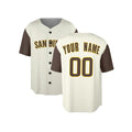 Custom San Diego Padres Baseball Jersey - Cream Brown Two-Color Fashion Style, Personalized Name & Number-3
