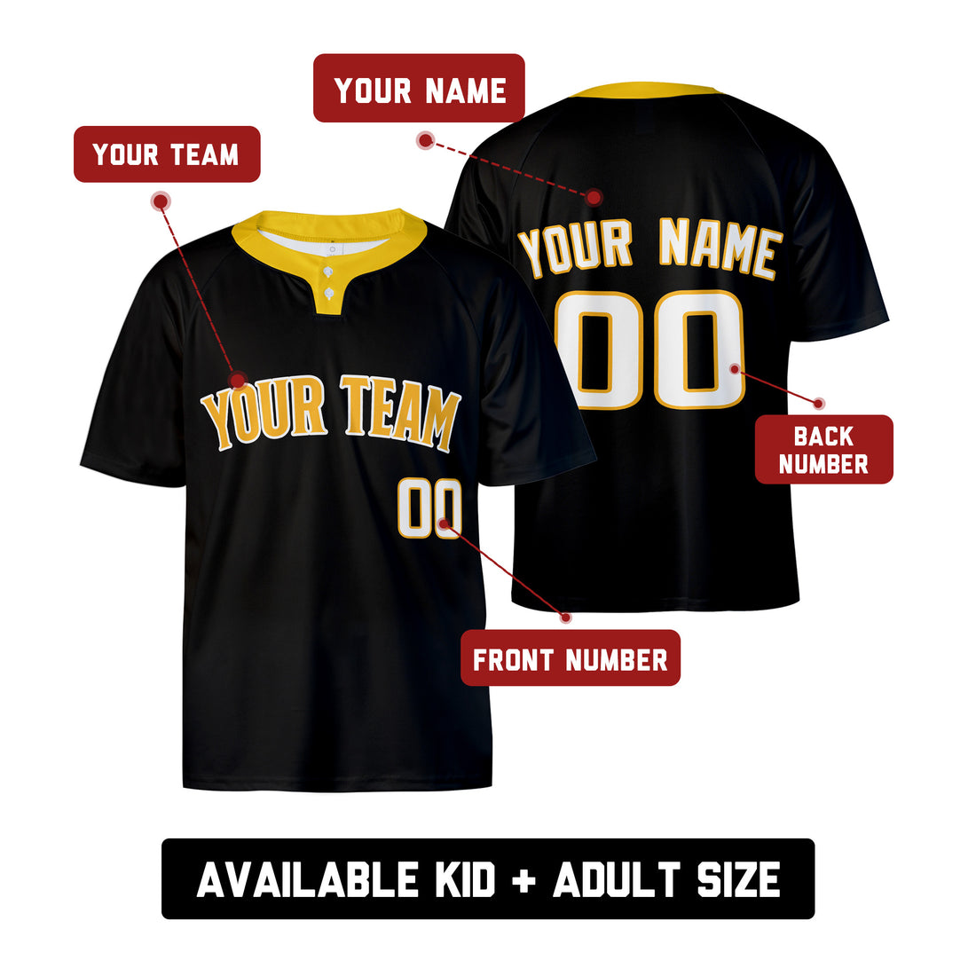 Custom San Diego Two-Button Baseball Jersey - Blackout Style, Personalized Name & Number-1