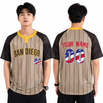 Custom San Diego Two-Button Baseball Jersey - USA 250th Fourth of July Stadium Style, Personalized Name & Number-1