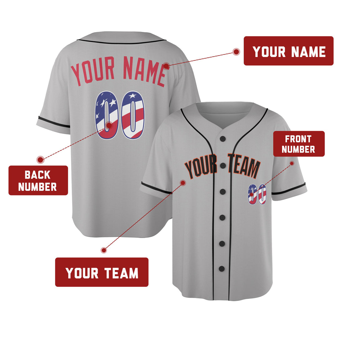 Custom San Francisco Baseball Jersey - USA 250th Anniversary Fourth of July Stadium Style, Personalized Name & Number-1