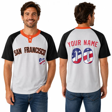 Custom San Francisco Two-Button Baseball Jersey - USA 250th Fourth of July Stadium Style, Personalized Name & Number-1