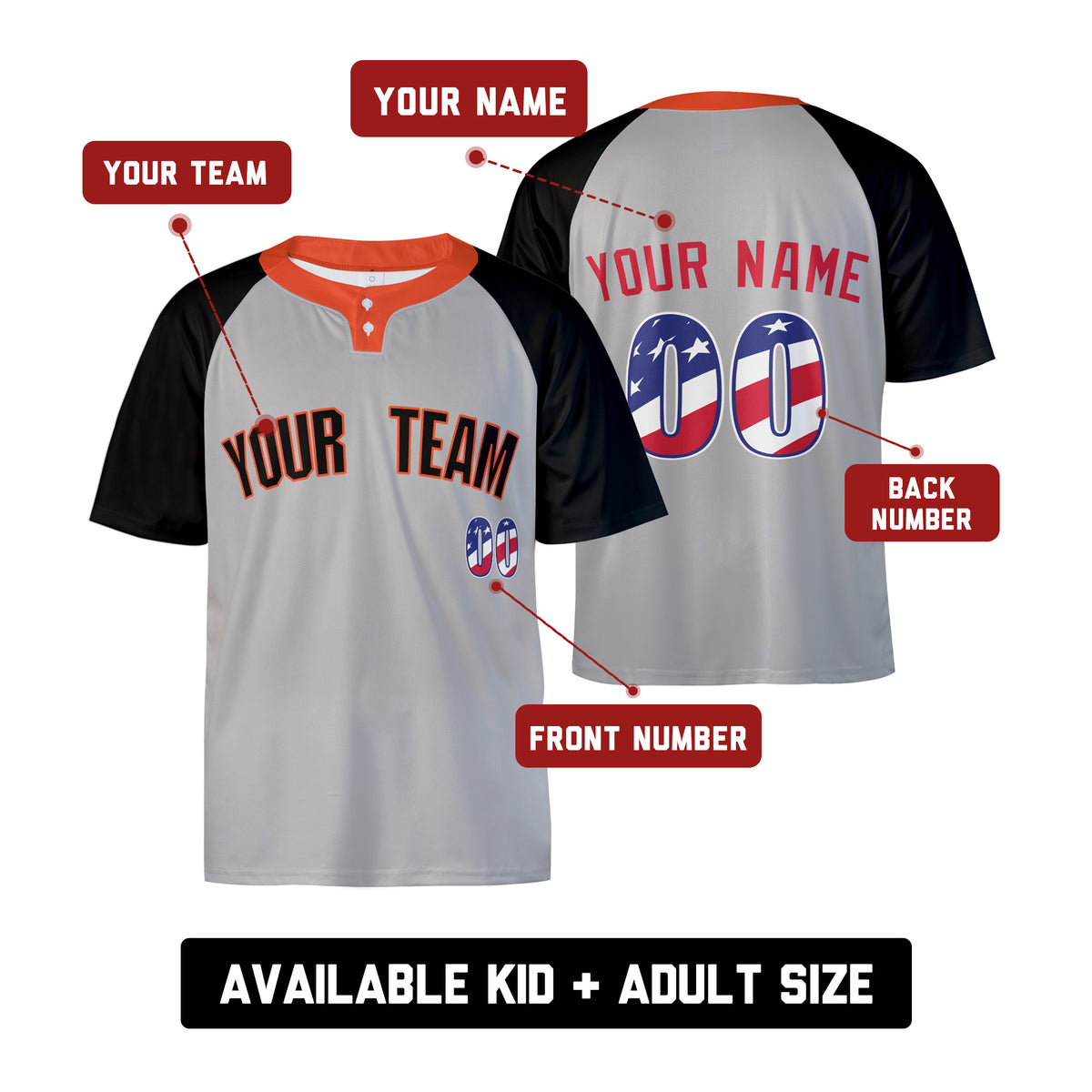 Custom San Francisco Two-Button Baseball Jersey - USA 250th Fourth of July Stadium Style, Personalized Name & Number-2