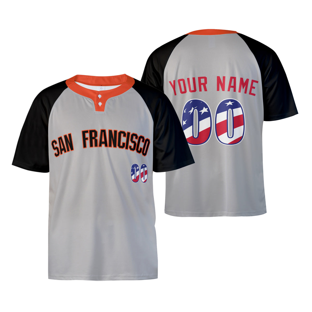 Custom San Francisco Two-Button Baseball Jersey - USA 250th Fourth of July Stadium Style, Personalized Name & Number-3