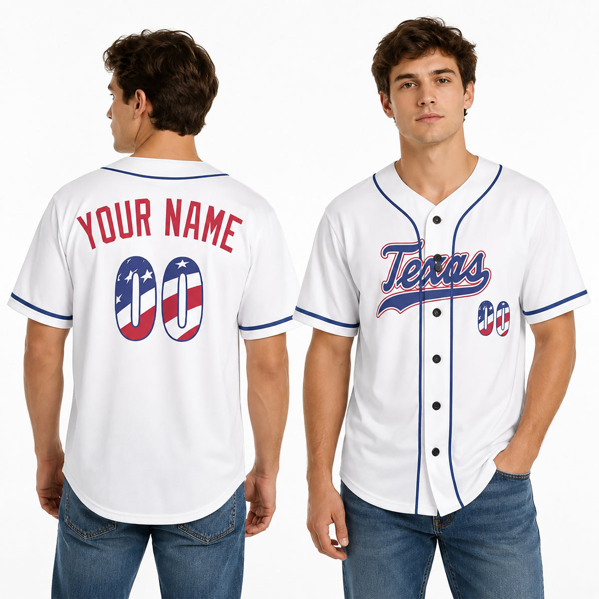 Custom Texas Baseball Jersey - USA 250th Anniversary Fourth of July Stadium Style, Personalized Name & Number-1