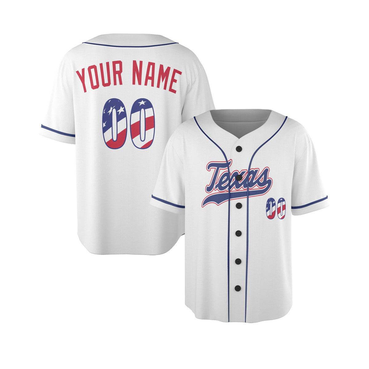 Custom Texas Baseball Jersey - USA 250th Anniversary Fourth of July Stadium Style, Personalized Name & Number-3