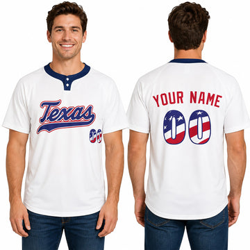 Custom Texas Two-Button Baseball Jersey - USA 250th Fourth of July Stadium Style, Personalized Name & Number-1
