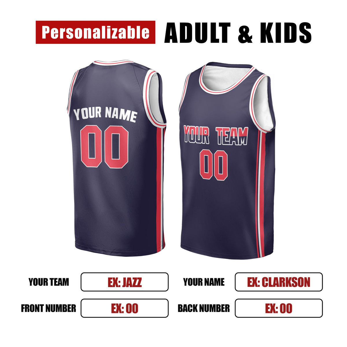Custom USA Basketball Jersey - Navy Home 1992 Dream Team Style, Personalized Name & Number-2