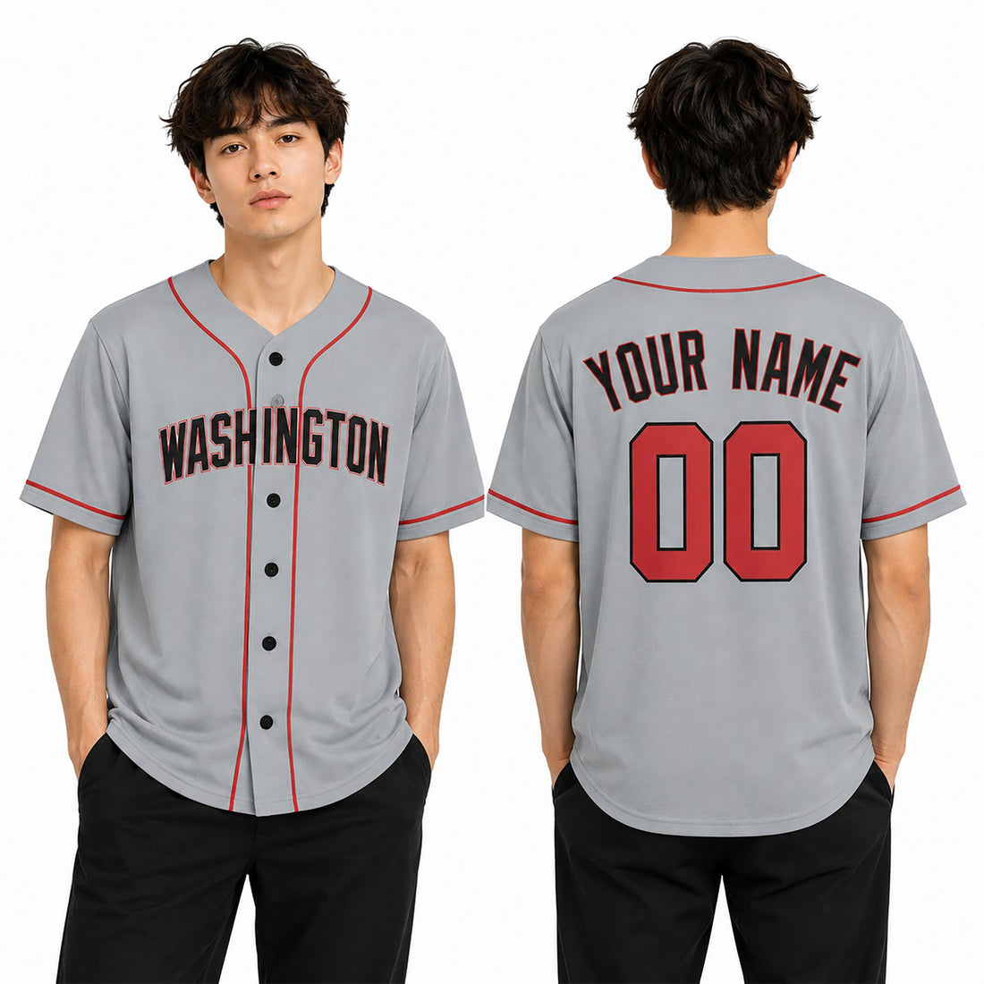 Custom Washington Baseball Jersey - Road Style, Personalized Name & Number-1
