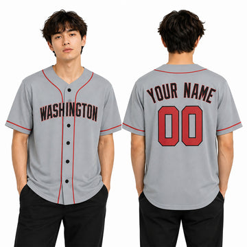 Custom Washington Baseball Jersey - Road Style, Personalized Name & Number-1
