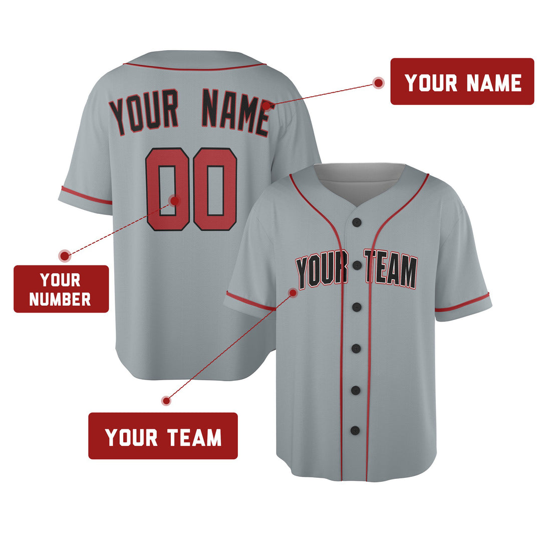 Custom Washington Baseball Jersey - Road Style, Personalized Name & Number-1