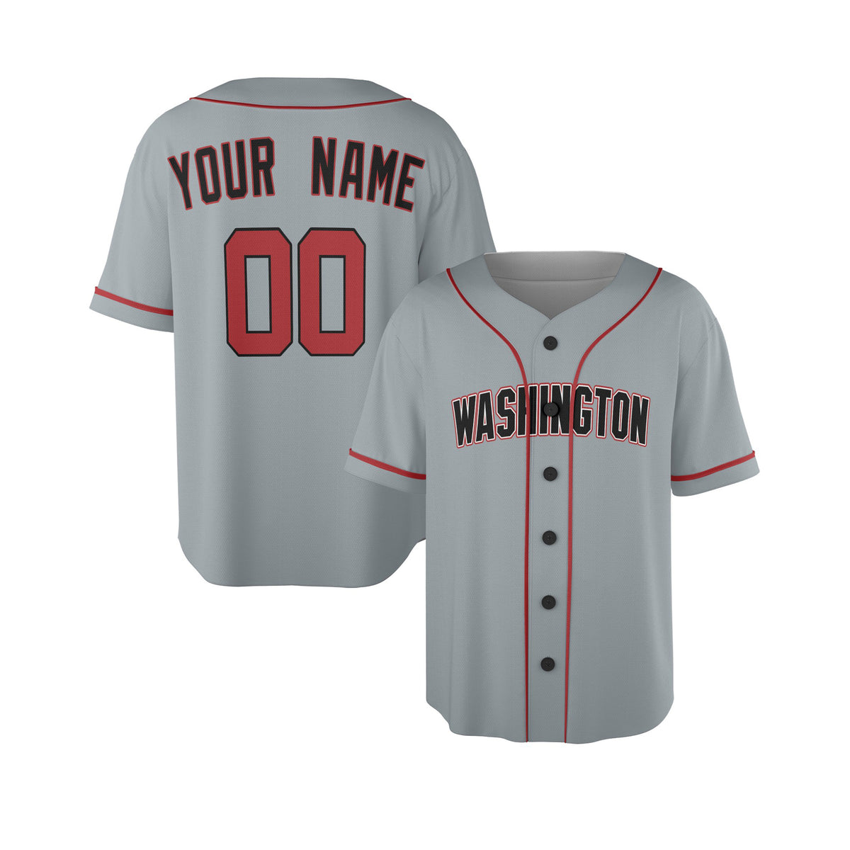 Custom Washington Baseball Jersey - Road Style, Personalized Name & Number-4