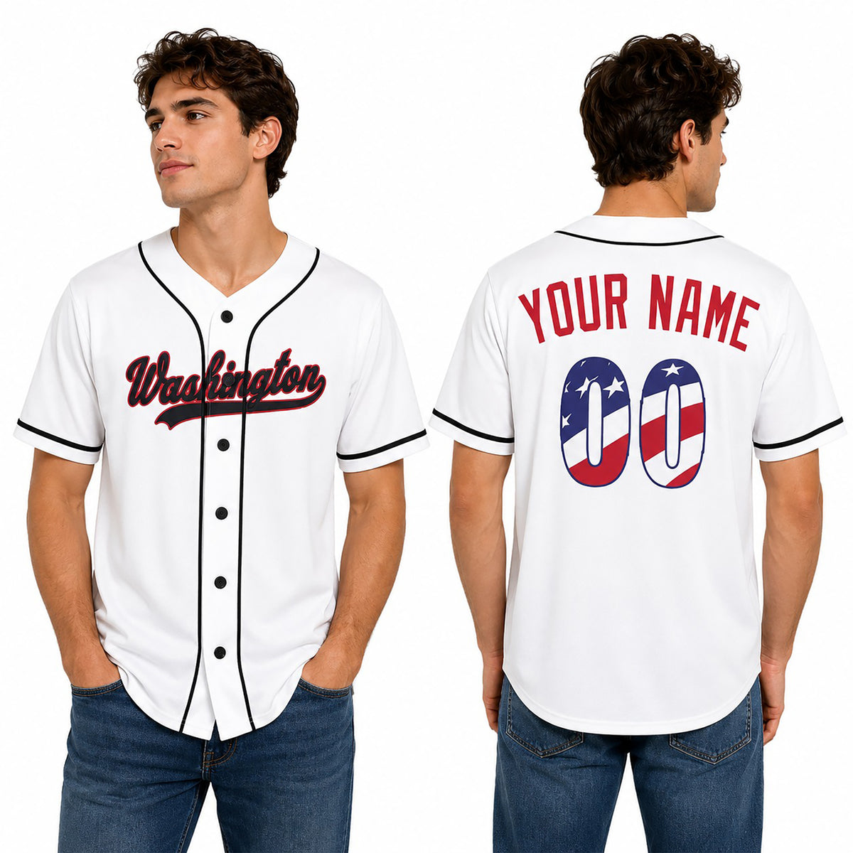 Custom Washington Baseball Jersey - USA 250th Anniversary Fourth of July Stadium Style, Personalized Name & Number-1
