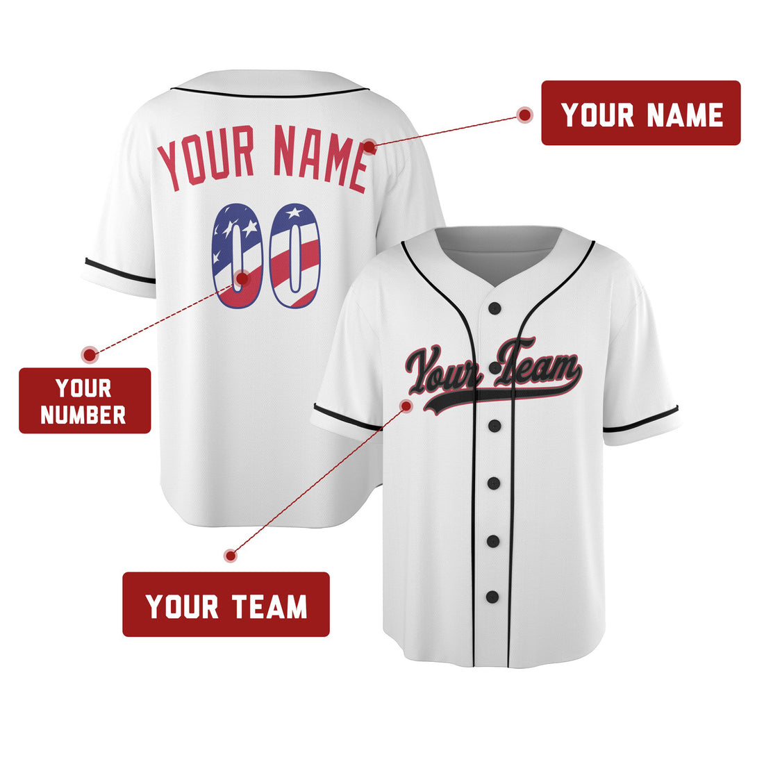 Custom Washington Baseball Jersey - USA 250th Anniversary Fourth of July Stadium Style, Personalized Name & Number-1