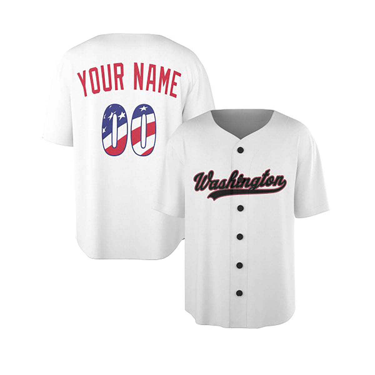 Custom Washington Baseball Jersey - USA 250th Anniversary Fourth of July Stadium Style, Personalized Name & Number-3