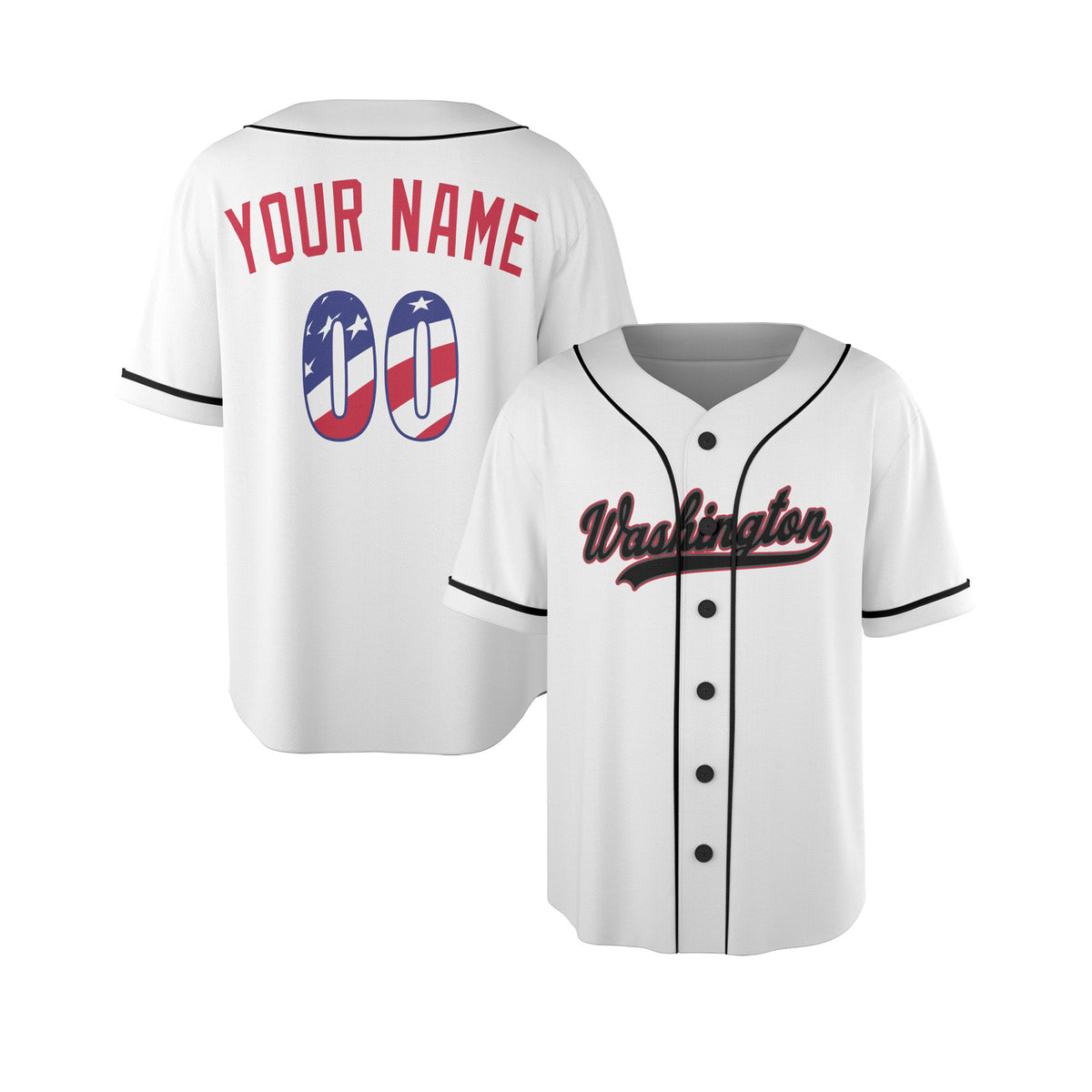 Custom Washington Baseball Jersey - USA 250th Anniversary Fourth of July Stadium Style, Personalized Name & Number-4