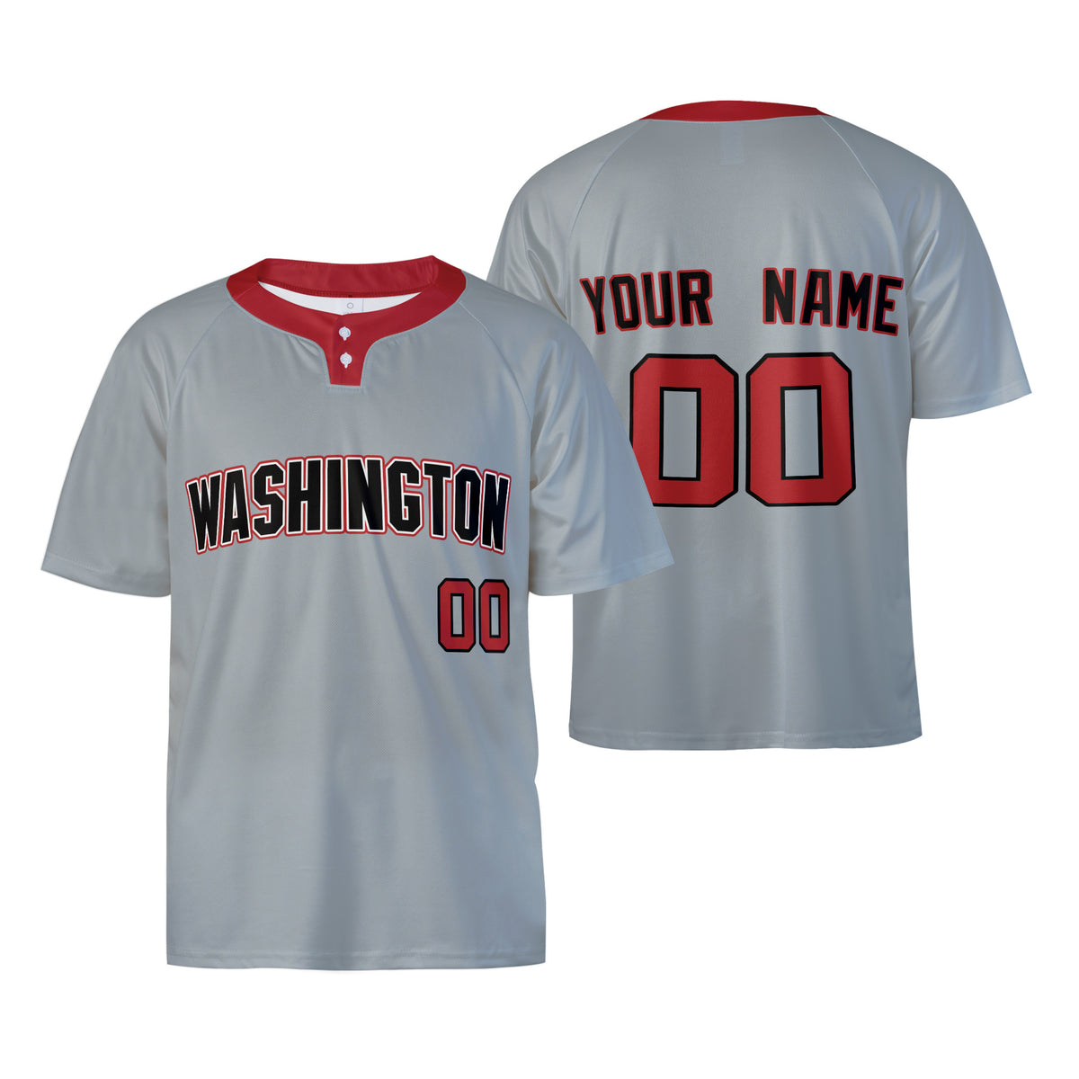 Custom Washington Two-Button Baseball Jersey - Road Style, Personalized Name & Number-3
