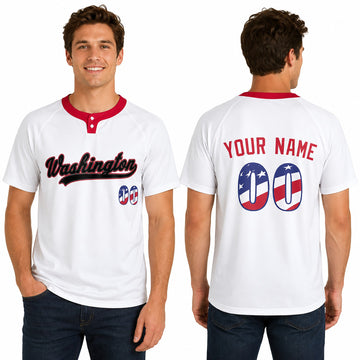 Custom Washington Two-Button Baseball Jersey - USA 250th Fourth of July Stadium Style, Personalized Name & Number-1