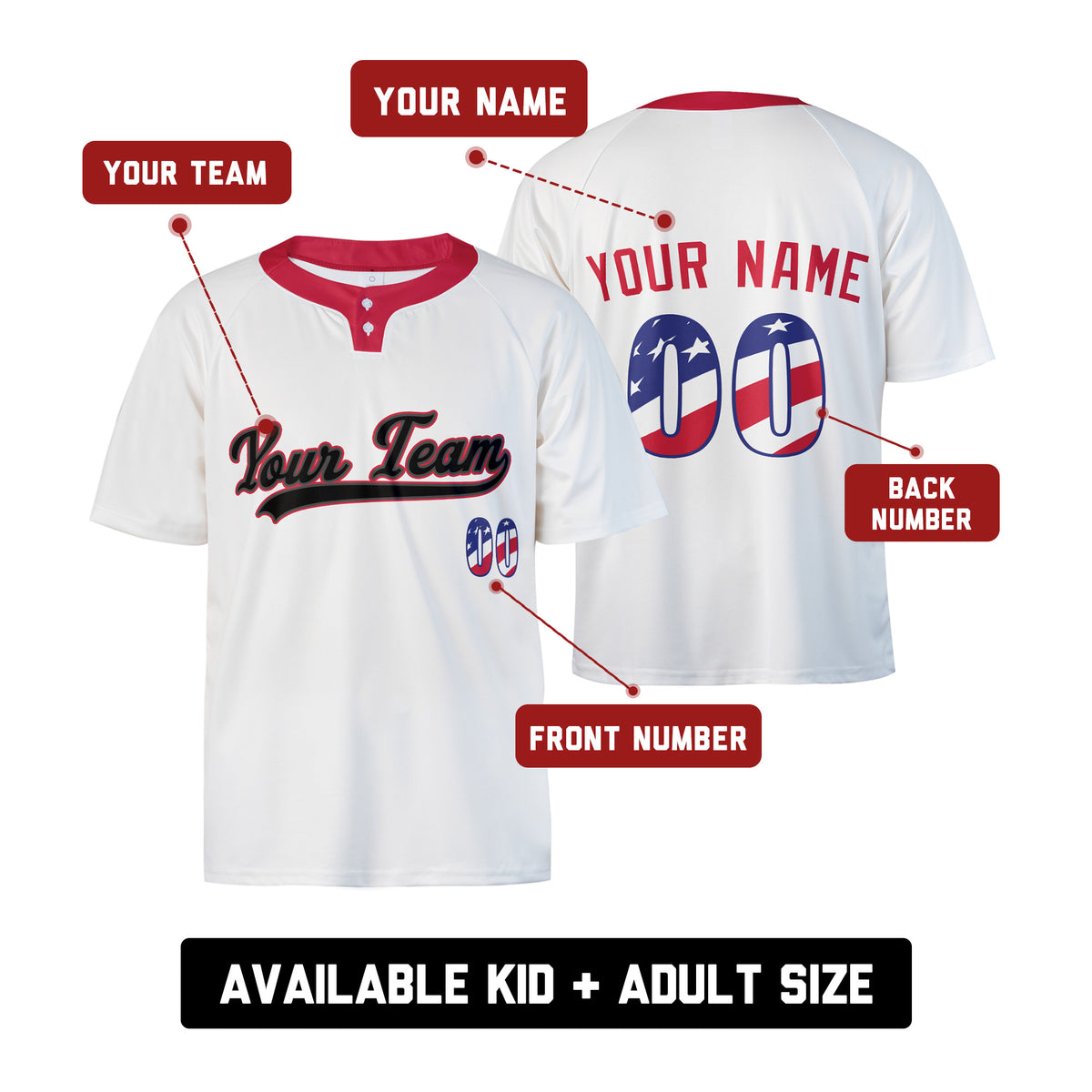 Custom Washington Two-Button Baseball Jersey - USA 250th Fourth of July Stadium Style, Personalized Name & Number-2