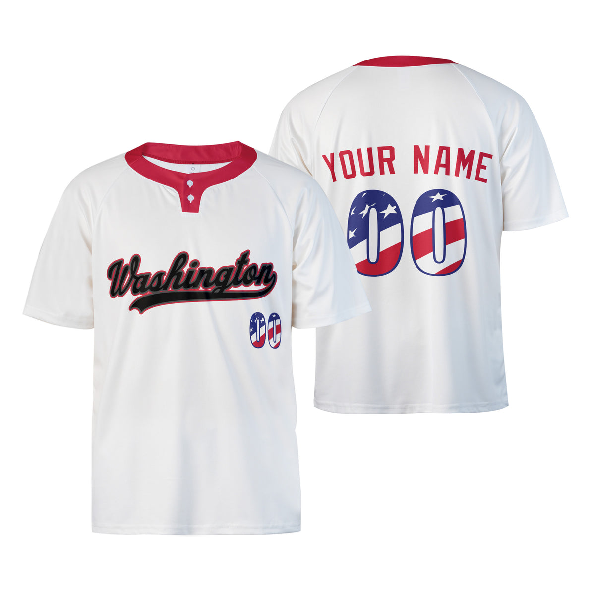 Custom Washington Two-Button Baseball Jersey - USA 250th Fourth of July Stadium Style, Personalized Name & Number-3