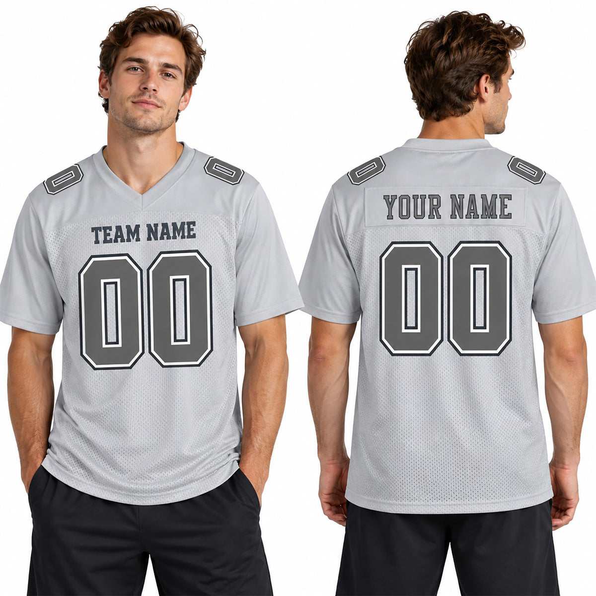 Dallas Custom Football Jersey, Gray Personalized Team Jersey, Custom Name Number Logo, Football Uniform-3