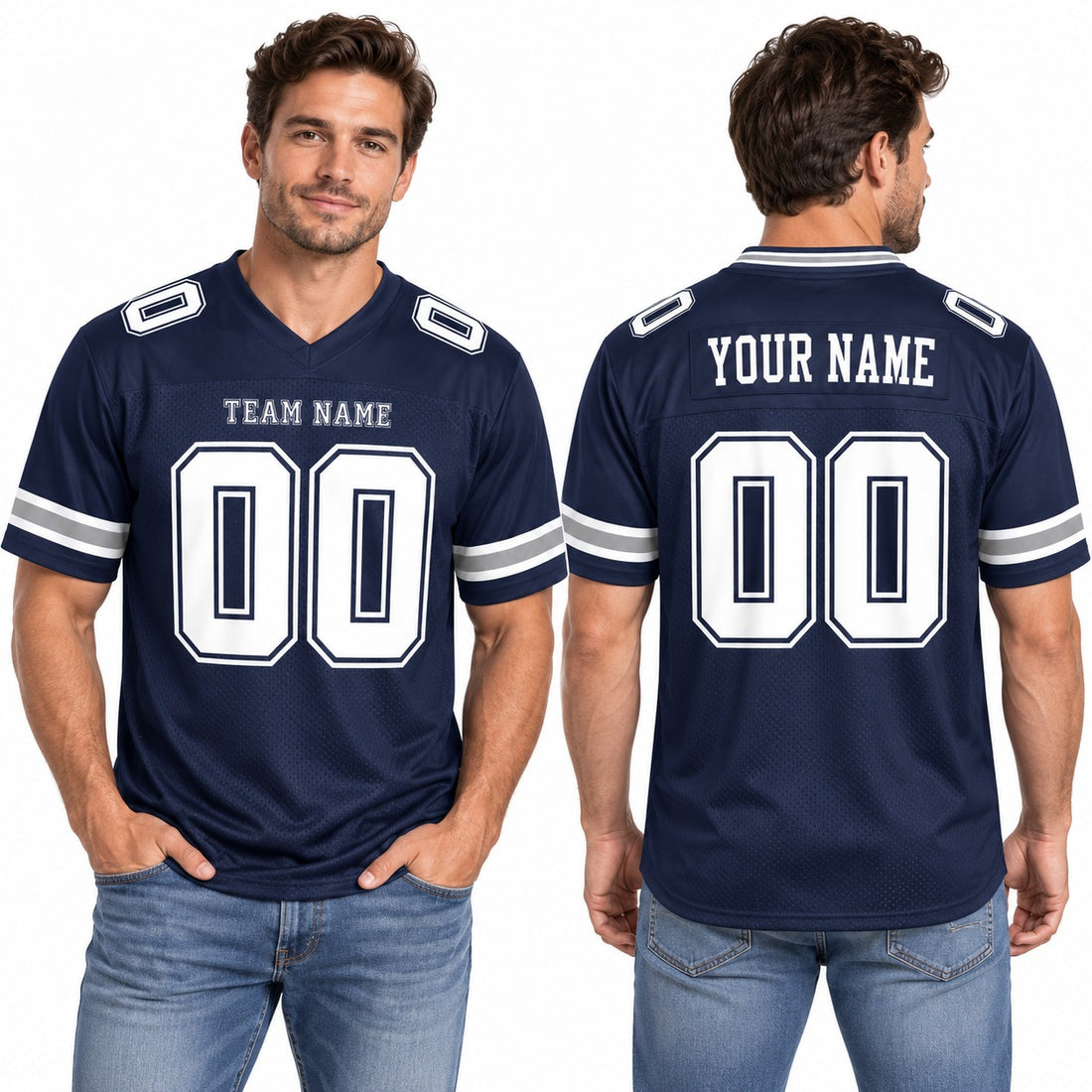 Dallas Custom Football Jersey, Navy Personalized Team Jersey, Custom Name Number Logo, Football Uniform-3
