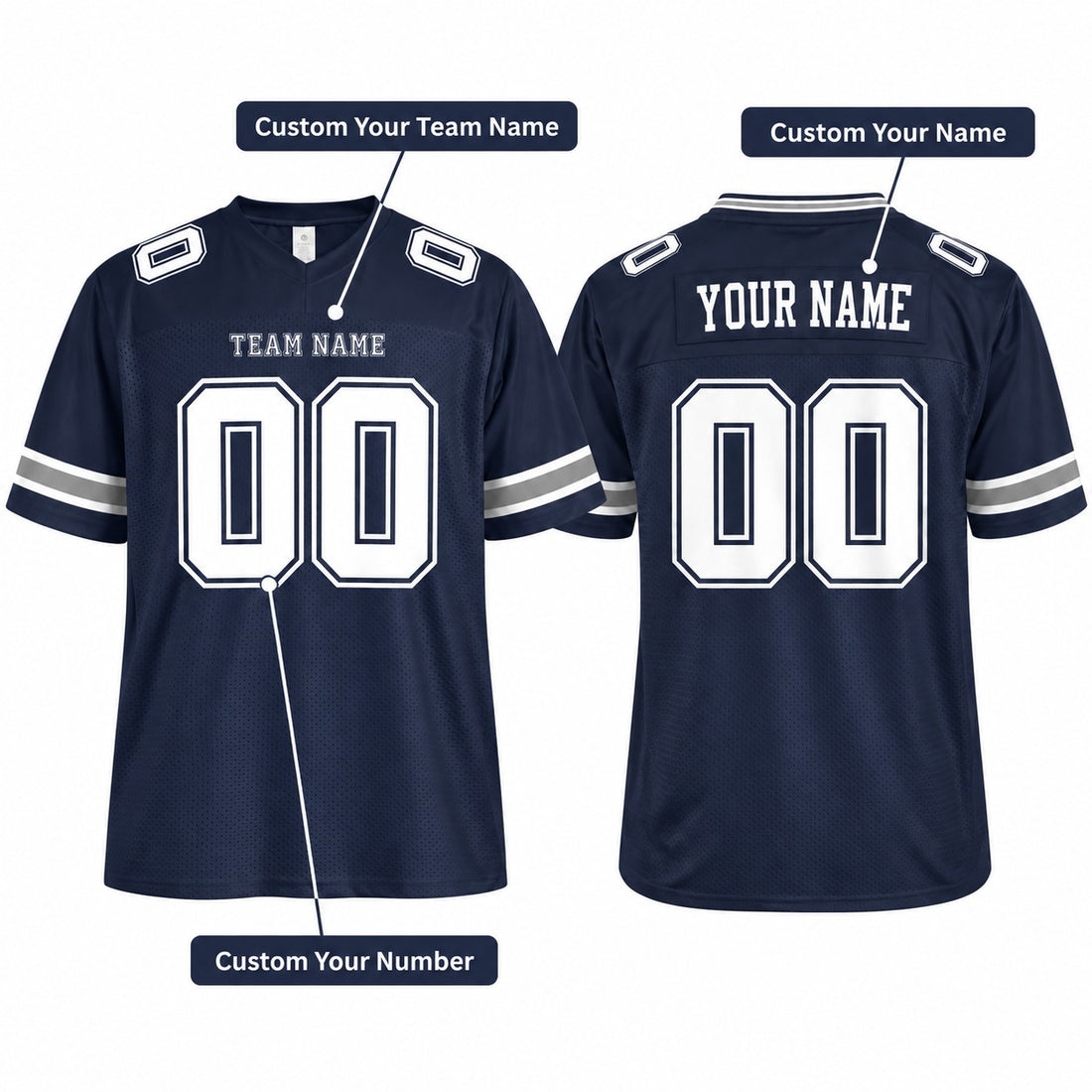 Dallas Custom Football Jersey, Navy Personalized Team Jersey, Custom Name Number Logo, Football Uniform-3