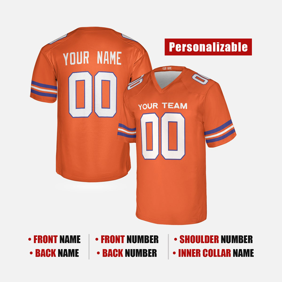 Personalized 1977 Denver Broncos Football Jersey - Orange Retro Style, Custom Name & Number-2