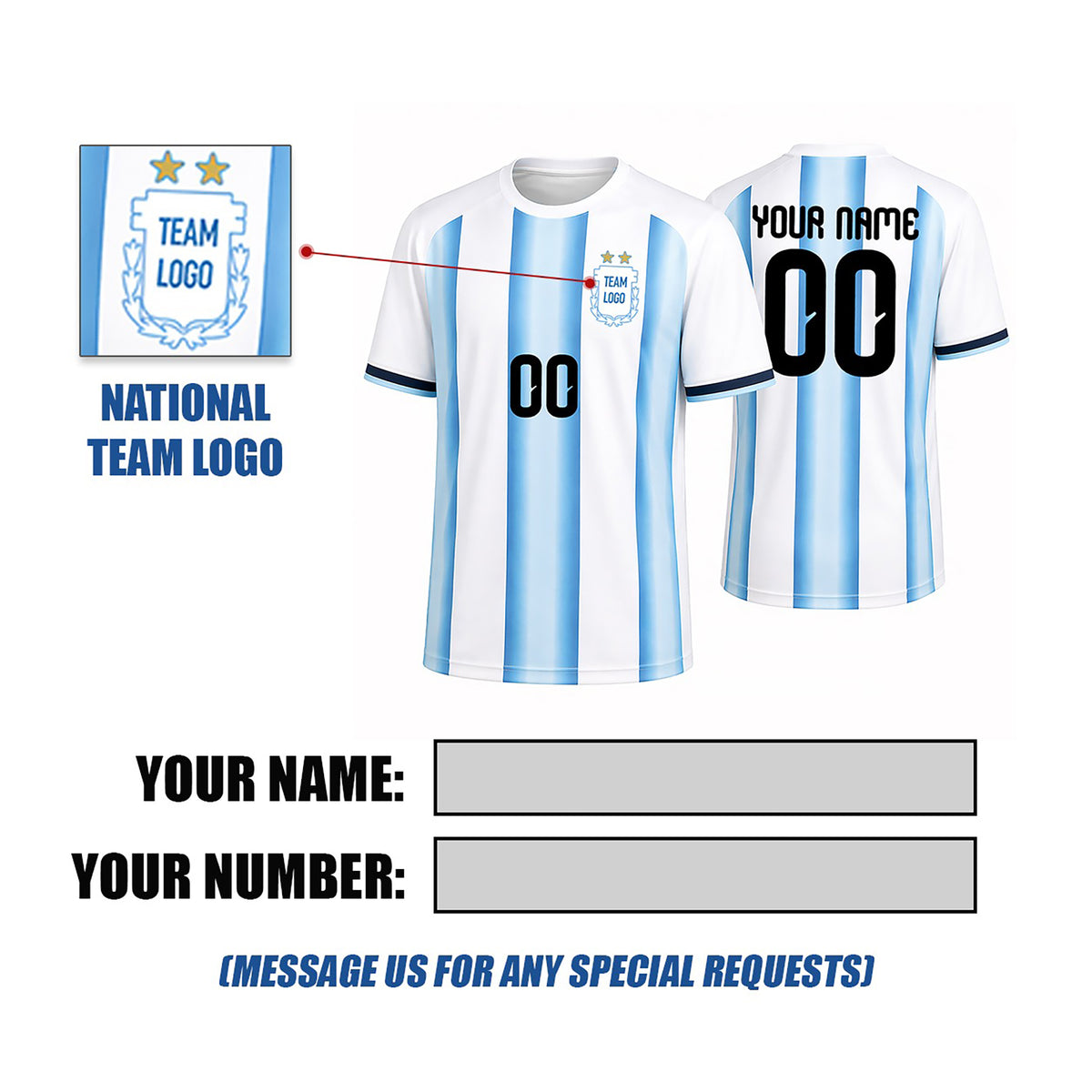 Personalized 2026 Argentina Home Soccer Jersey – Custom Name & Number-2