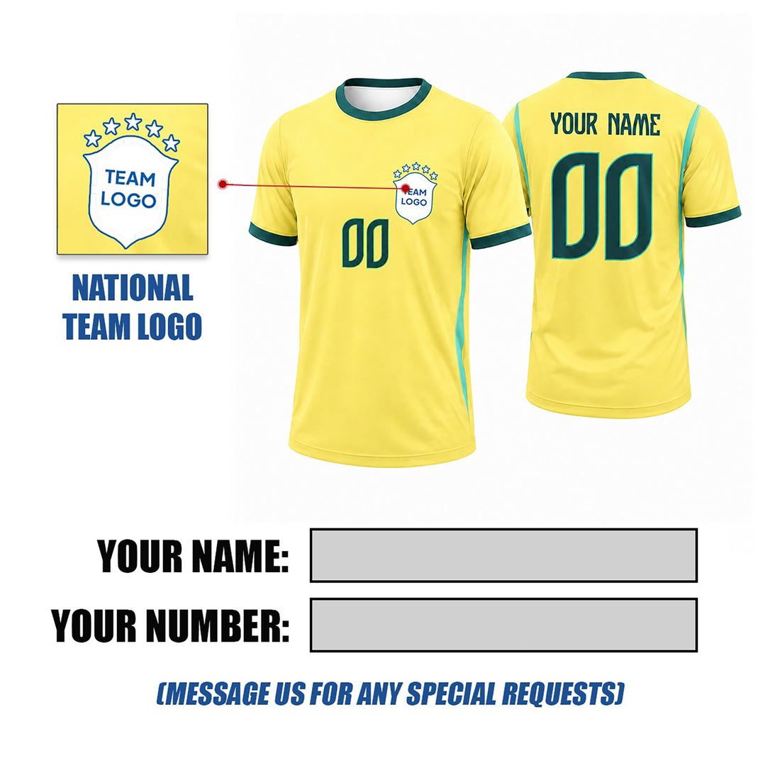Personalized 2026 Brazil Home Soccer Jersey – Custom Name & Number-1