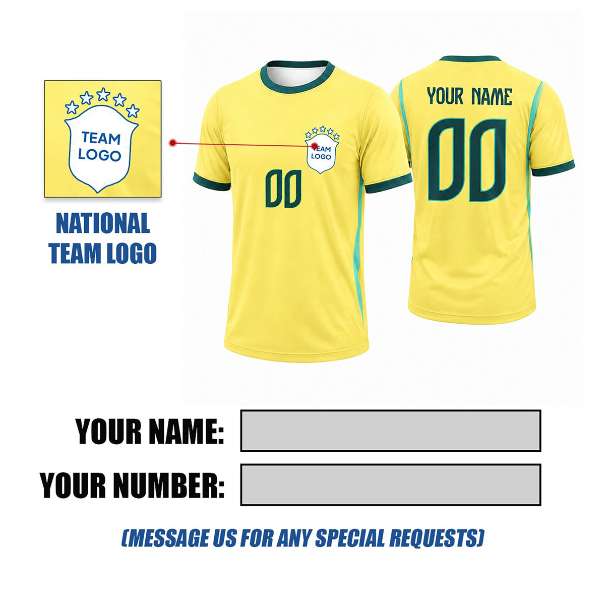 Personalized 2026 Brazil Home Soccer Jersey – Custom Name & Number-2