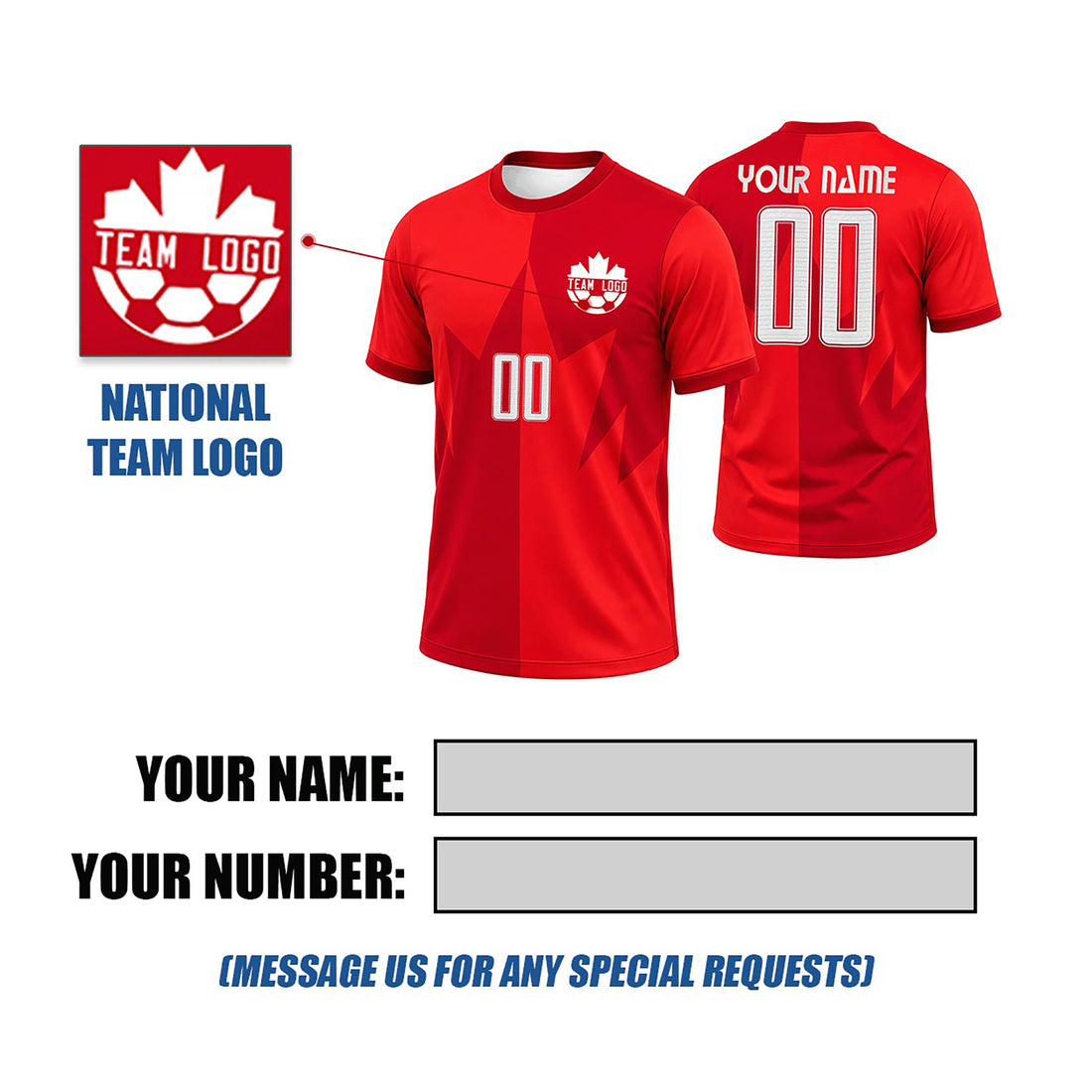 Personalized 2026 Canada Home Red Soccer Jersey – Custom Name & Number-1